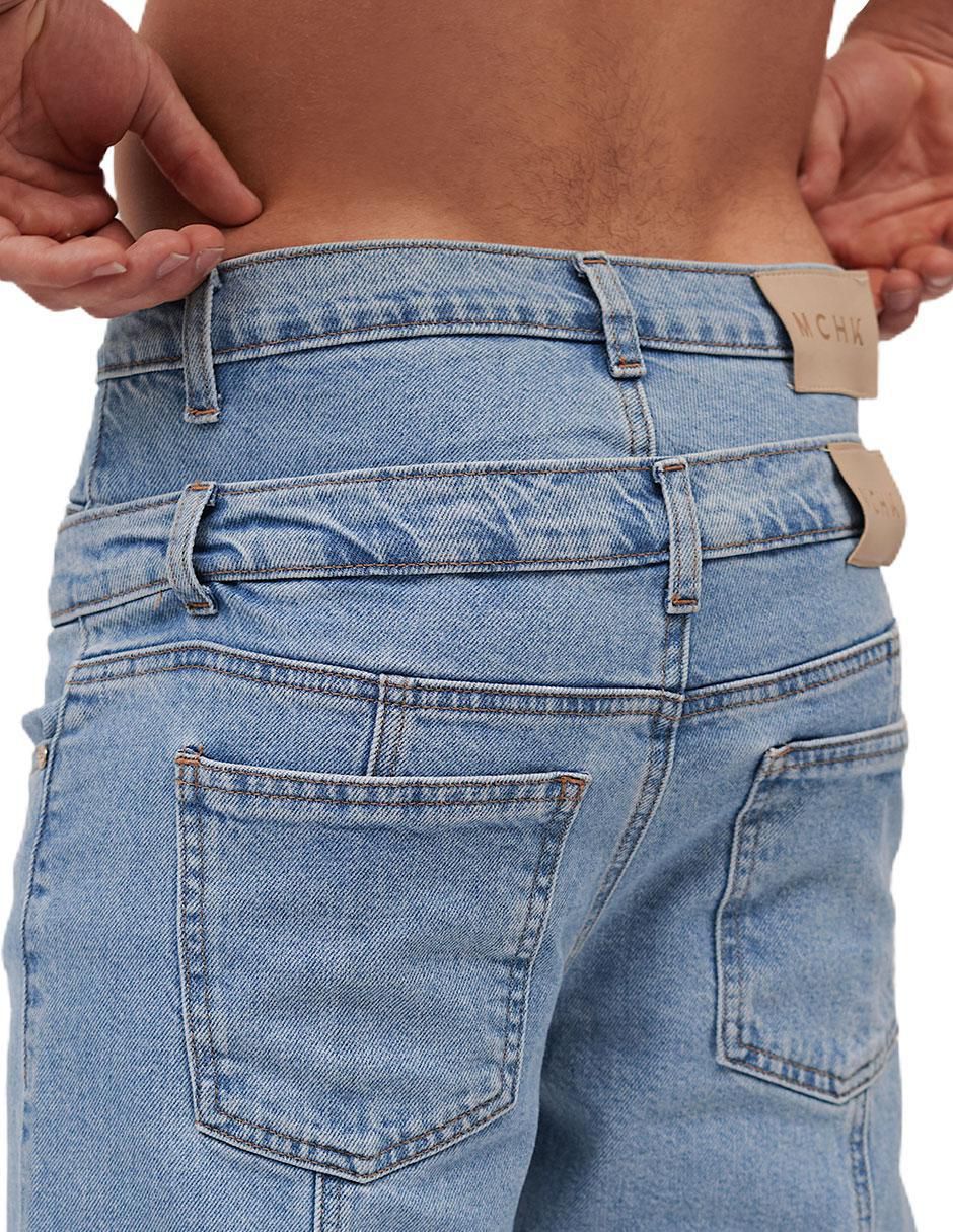 Jeans straight lavado claro para hombre 5