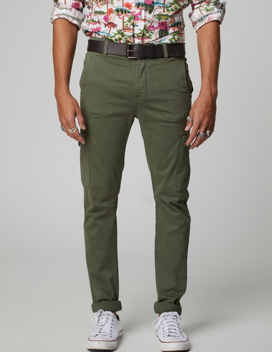 Pantalón cargo slim de algodón para hombre
