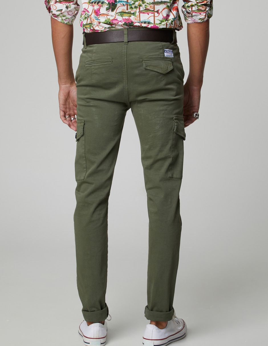 Pantalón cargo slim de algodón para hombre 3