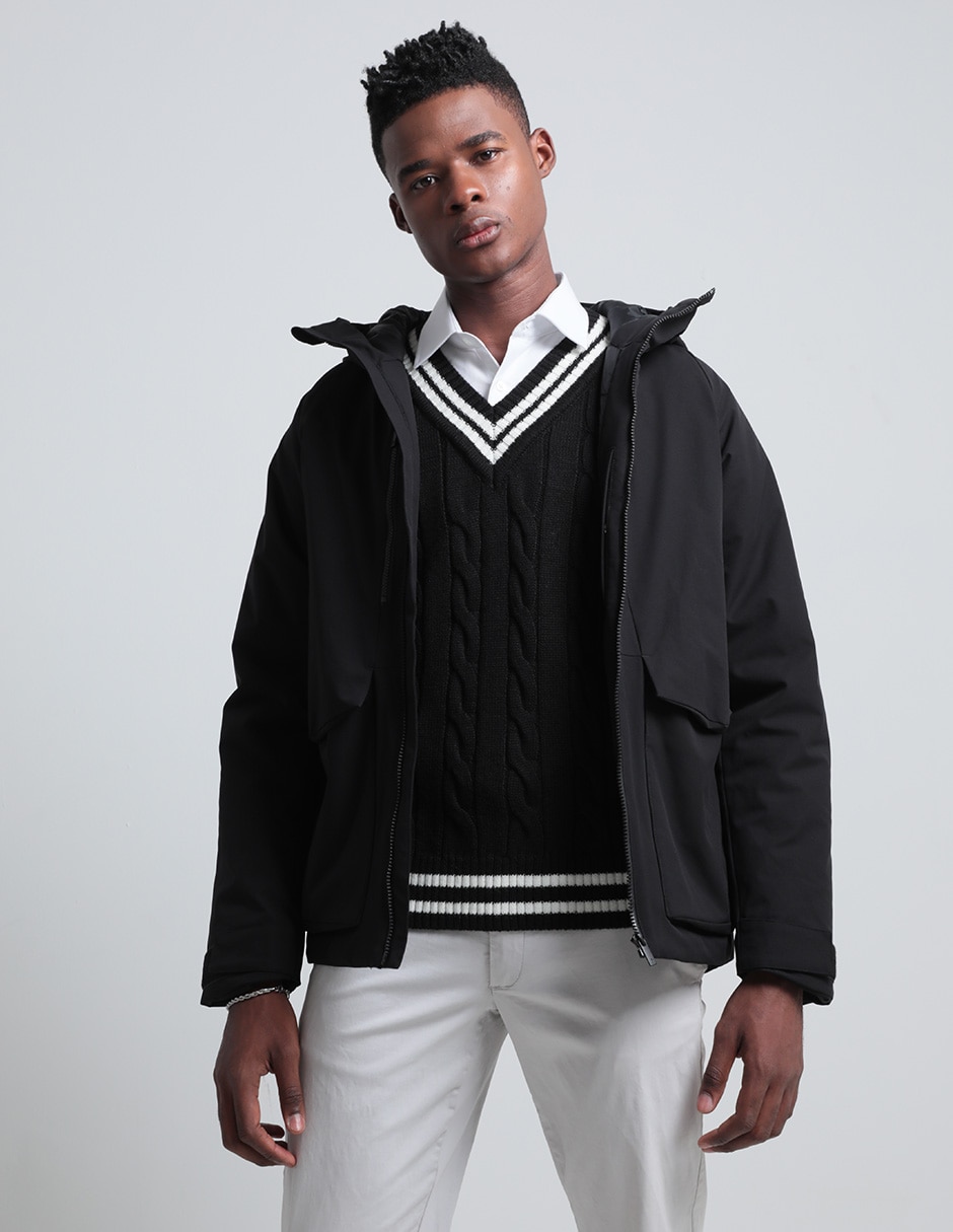 Chamarra casual con capucha para hombre 1