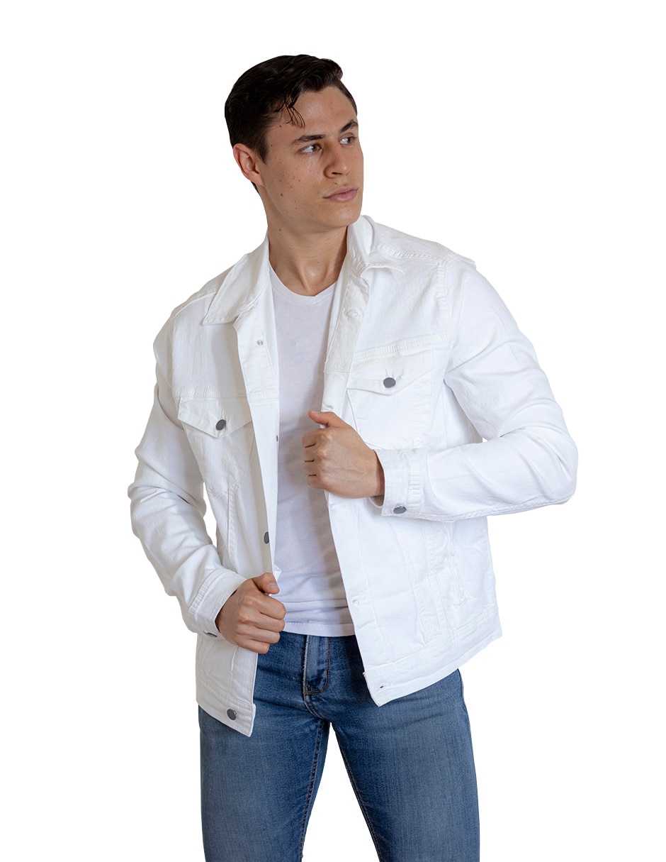 Chamarra Indicum Denim de mezclilla con bolsillos para hombre