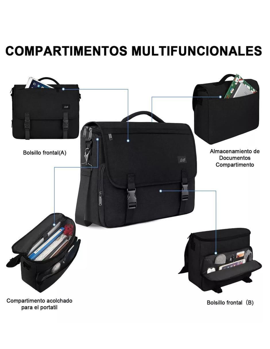 Maletín de poliéster con compartimiento para laptop 15.6 pulgadas y celular 3