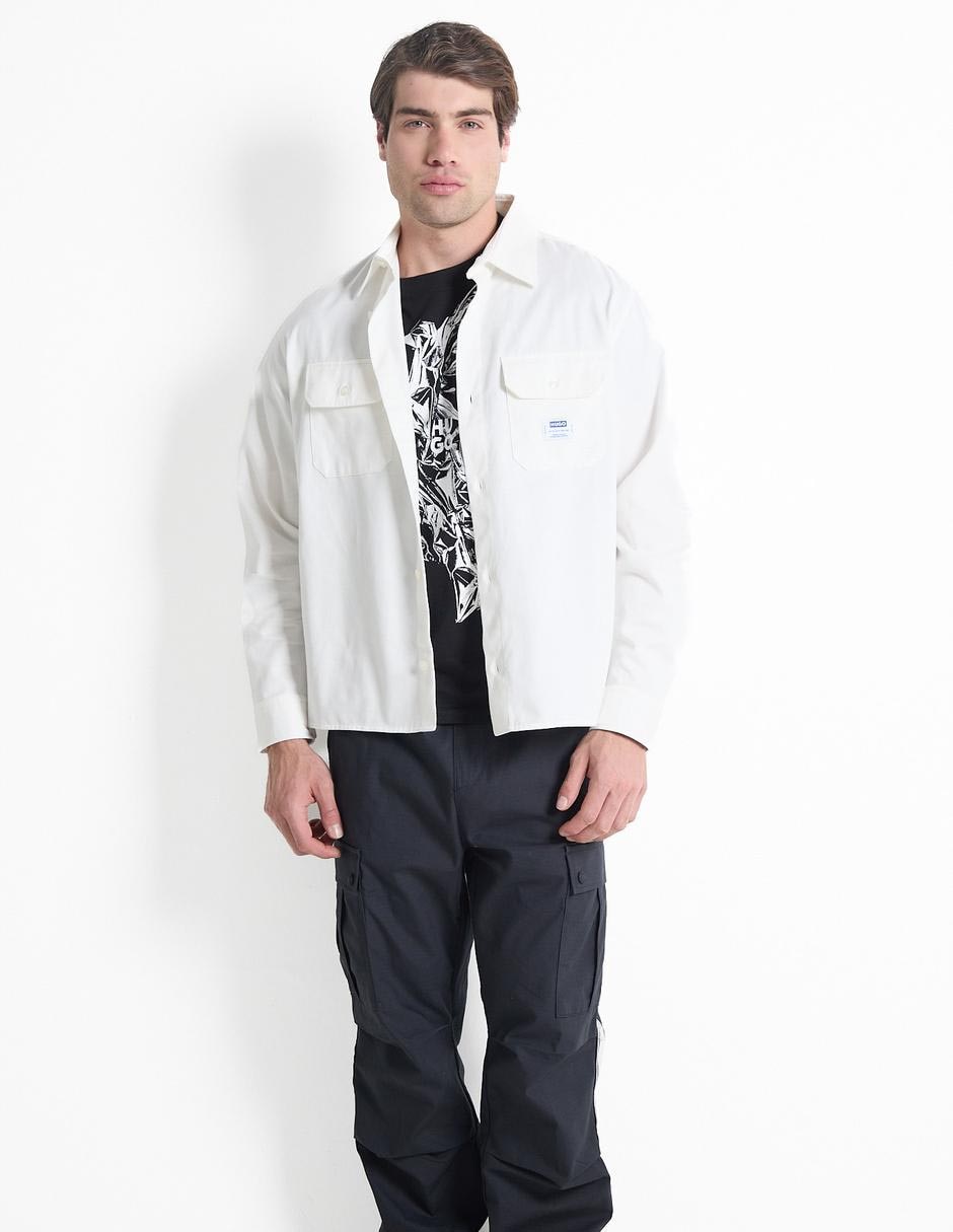 Sobre camisa casual de algodón manga larga para hombre