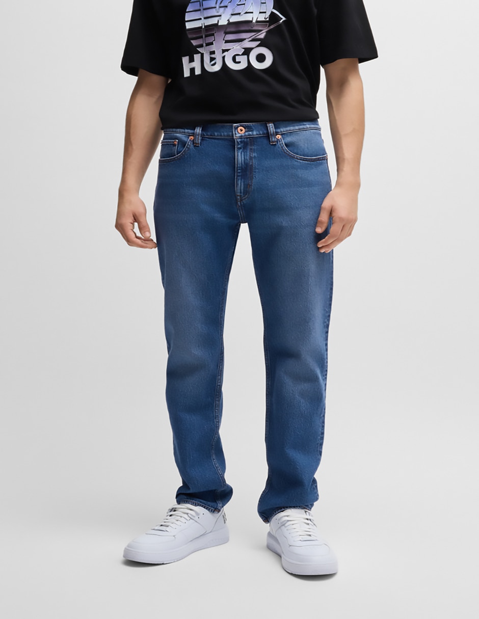 Jeans slim lavado deslavado para hombre