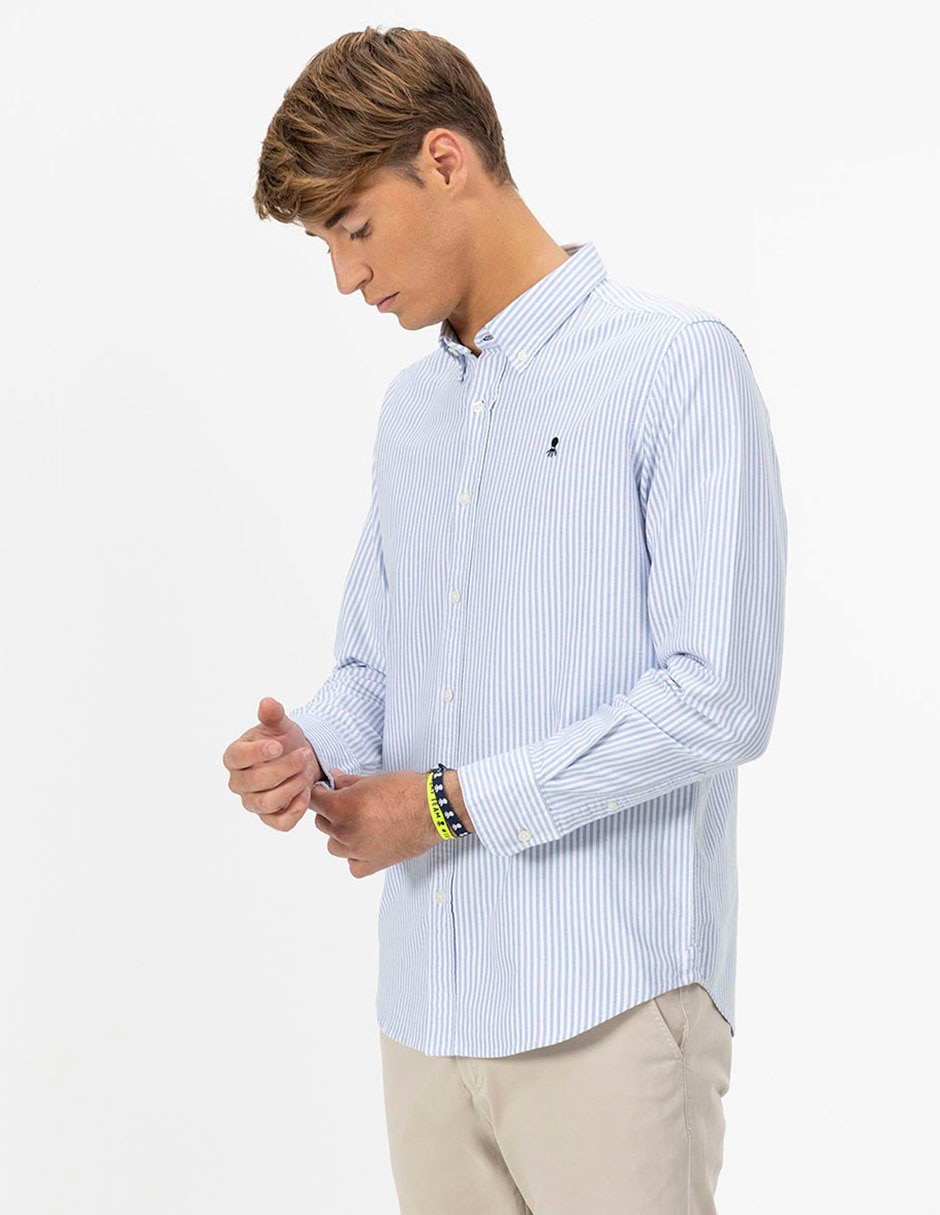 Camisa casual de algodón manga larga para hombre
