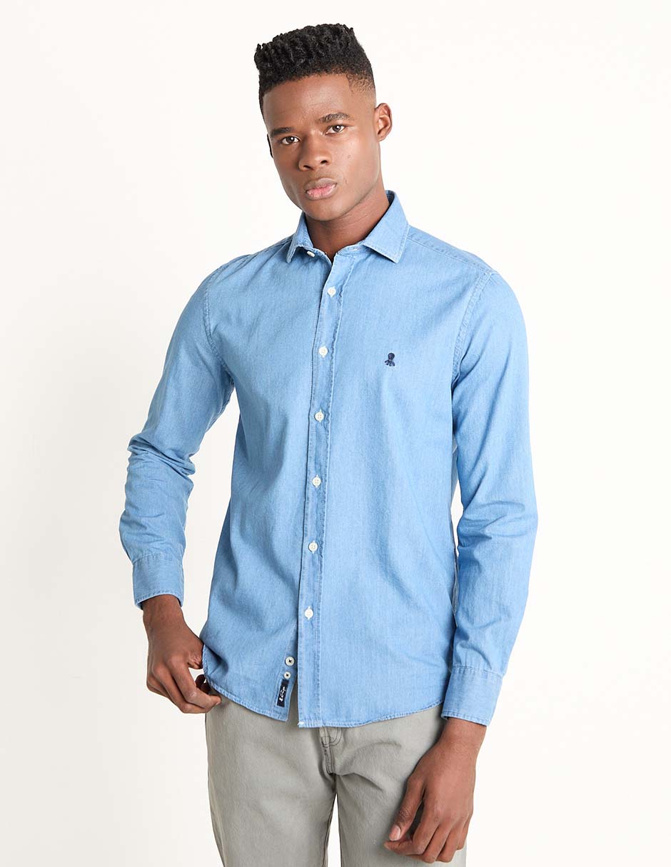 Camisa casual de algodón manga larga para hombre 1