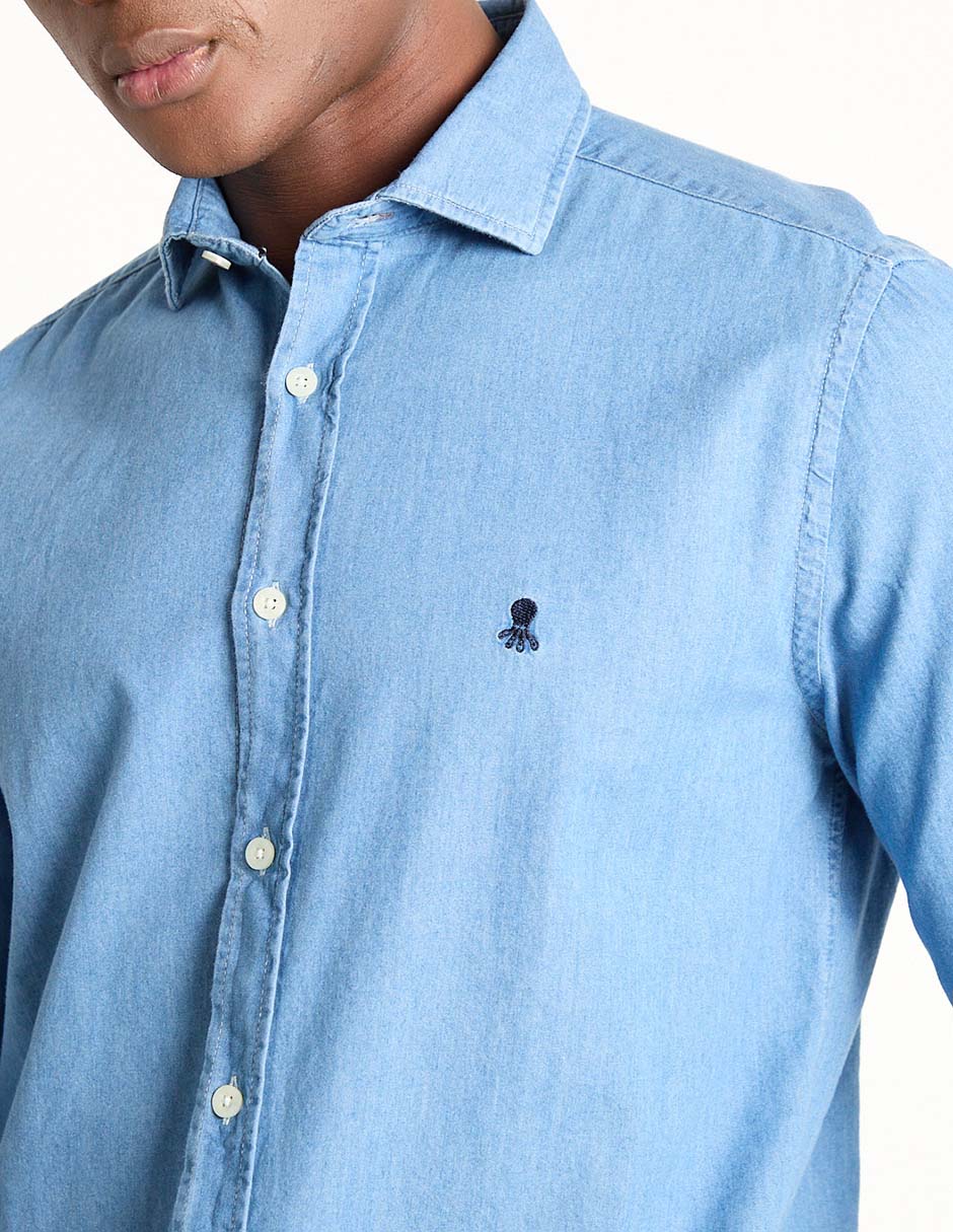 Camisa casual de algodón manga larga para hombre 4