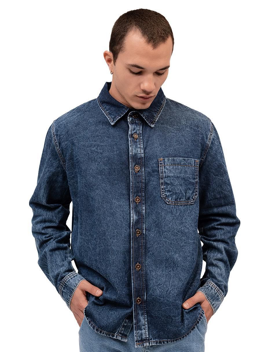 Camisa casual Mchk de mezclilla manga larga para hombre