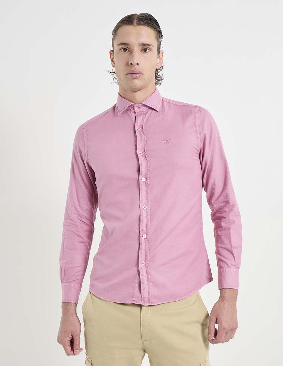 Camisa casual de algodón manga larga para hombre
