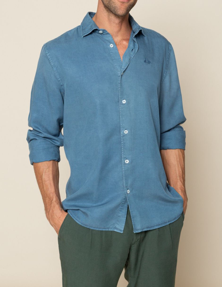 Camisa casual de algodón manga larga para hombre