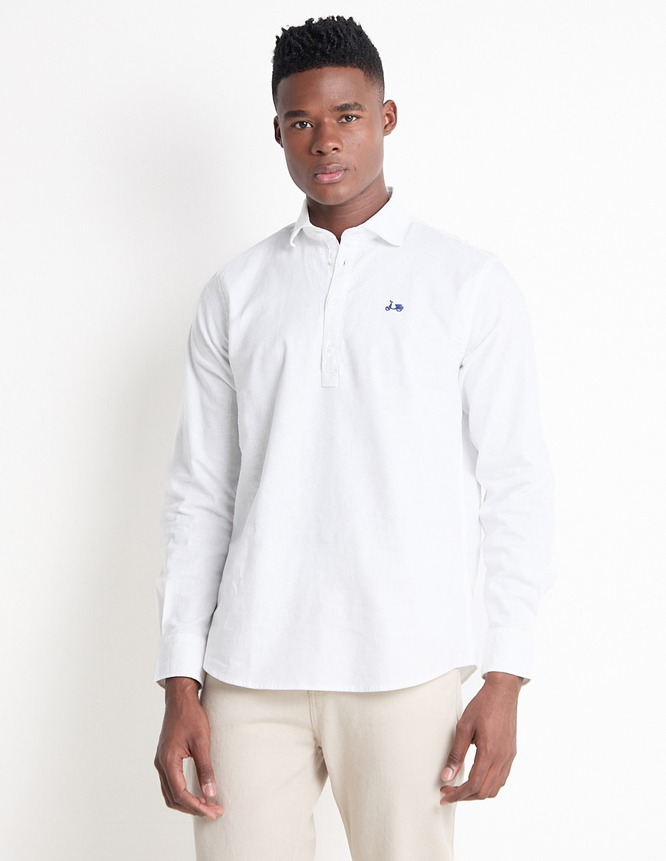 Camisa casual de algodón manga larga para hombre