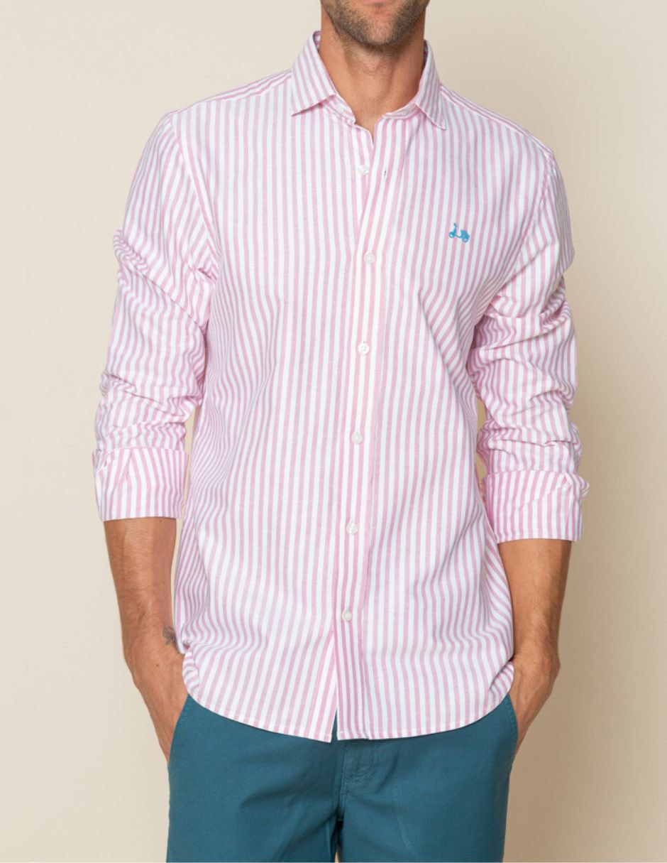 Camisa casual de algodón manga larga para hombre