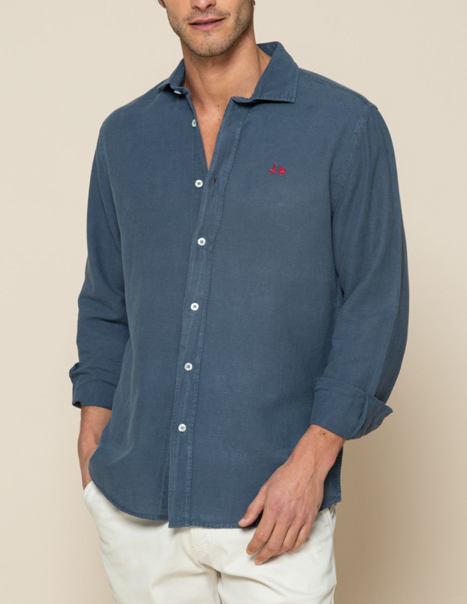 Camisa casual de algodón manga larga para hombre