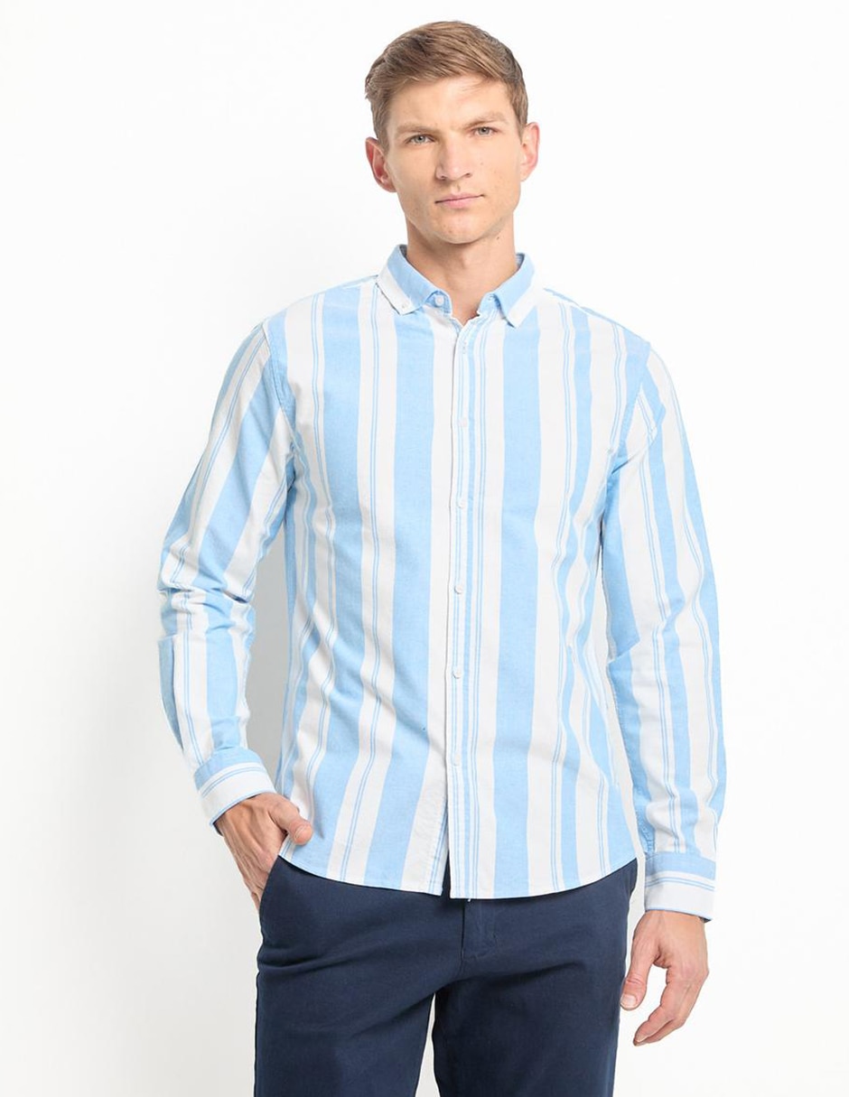 Camisa casual de algodón manga larga para hombre Camisa casual de algodón manga larga para hombre