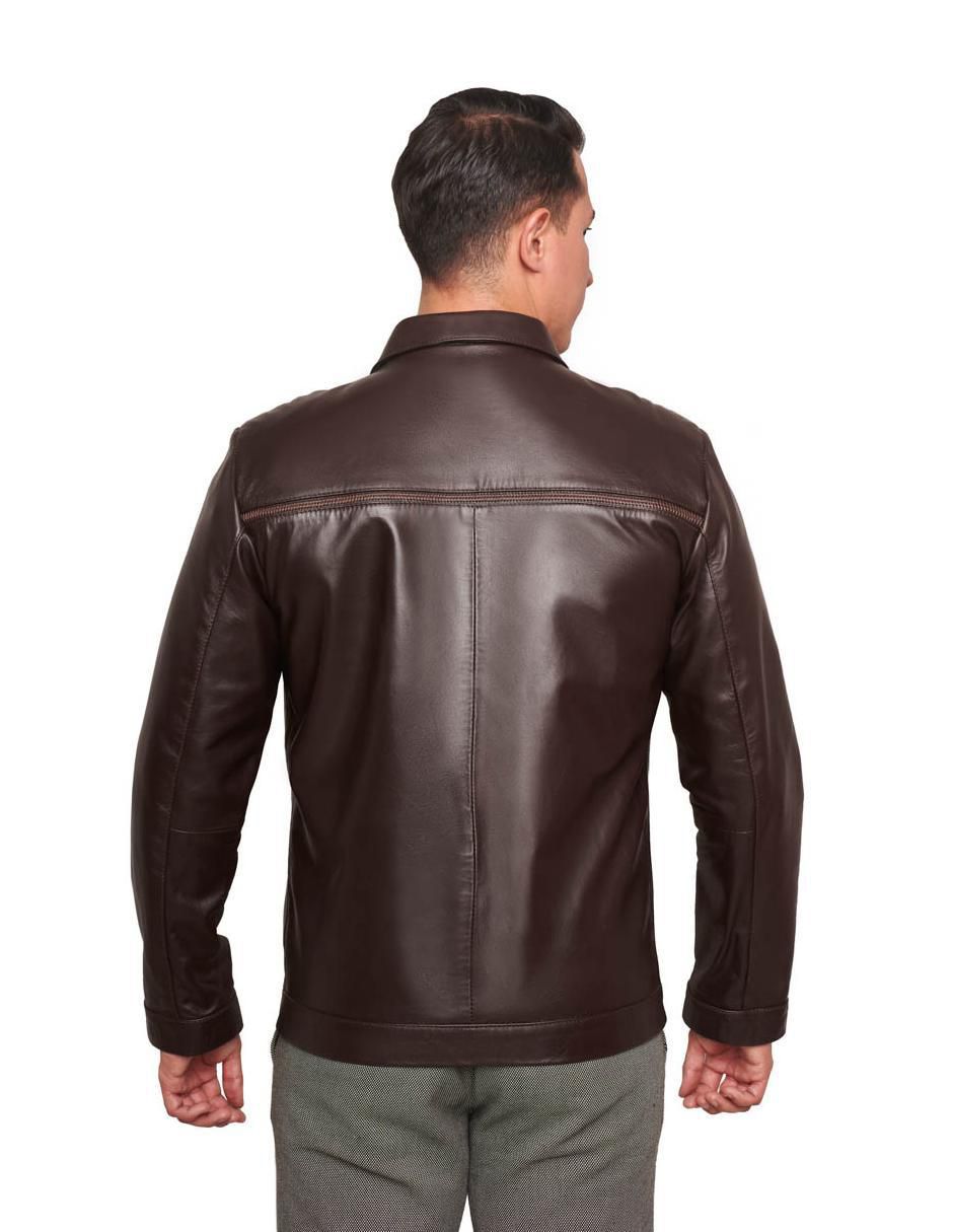 Chamarra de piel con bolsillos para hombre 2