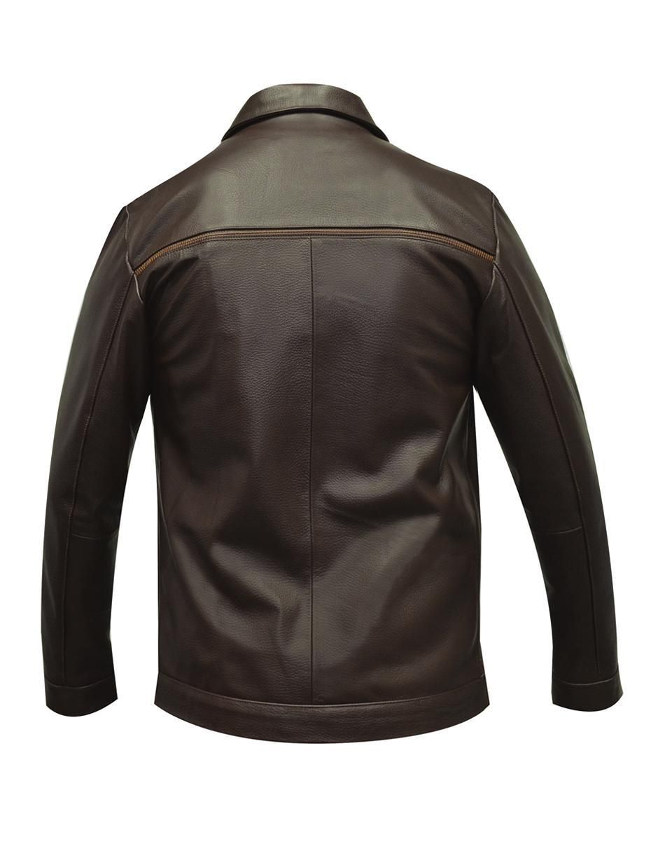 Chamarra de piel con bolsillos para hombre 4