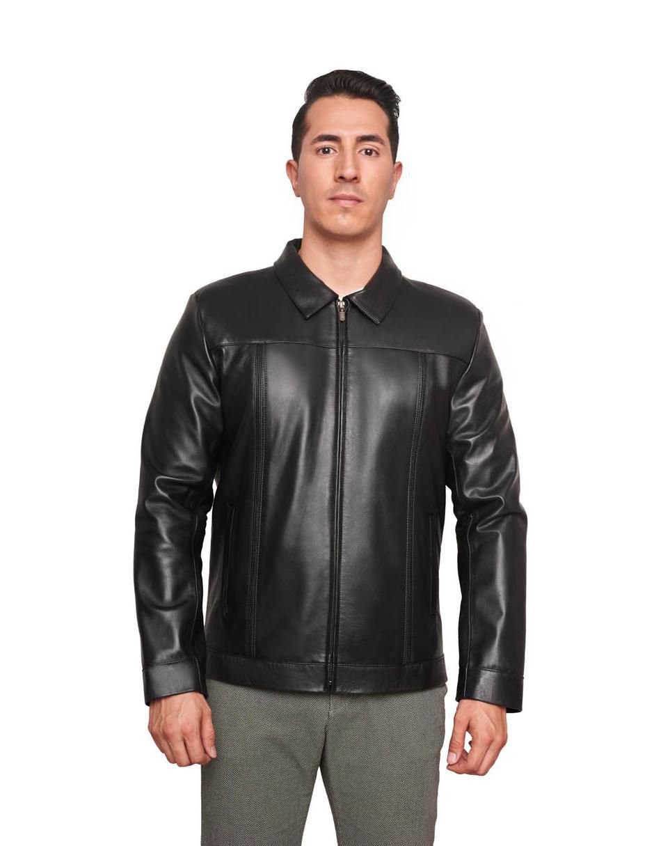 Chamarra de piel con bolsillos para hombre Chamarra de piel con bolsillos para hombre