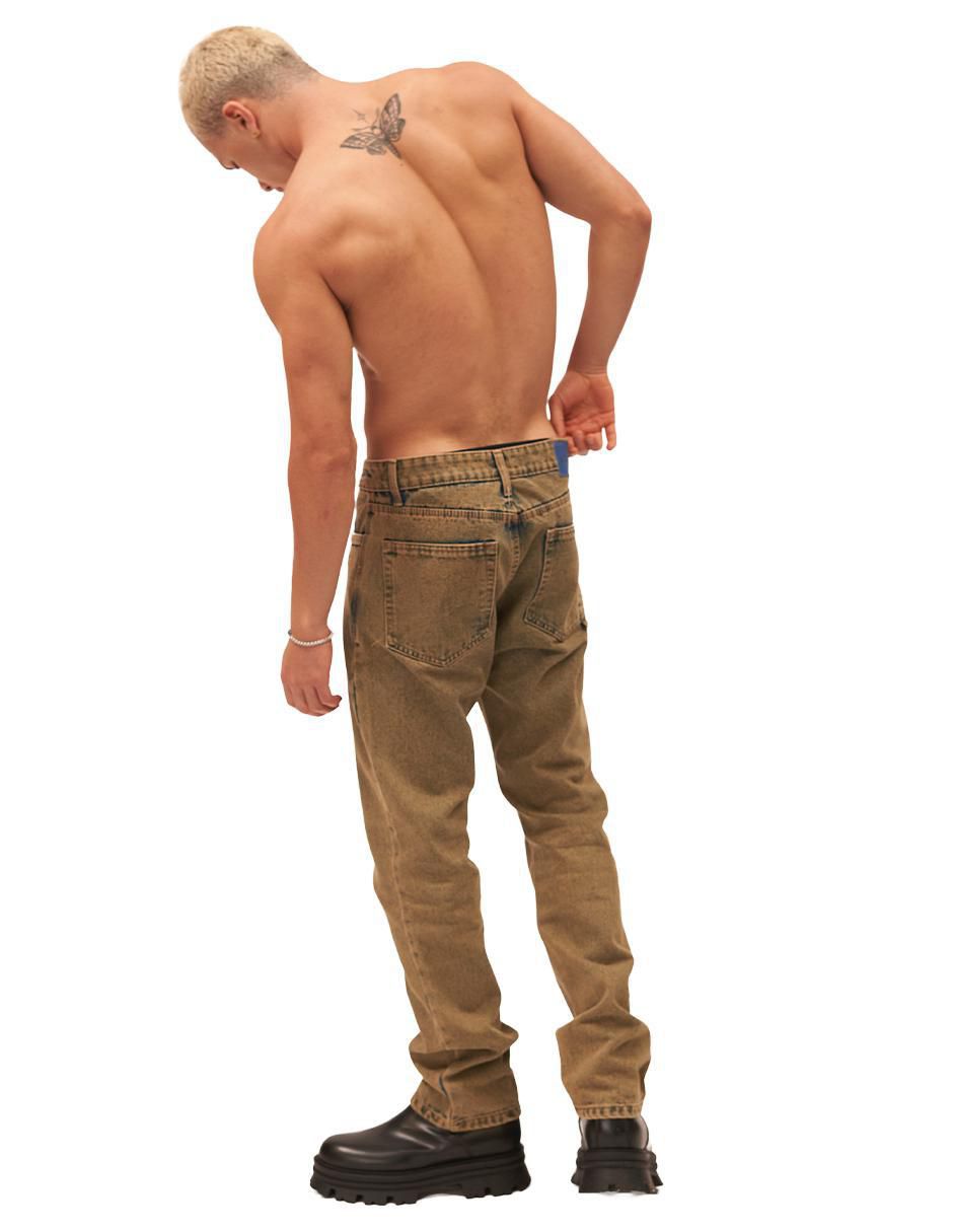 Jeans straight Oxido 8064 lavado bleach para hombre 2