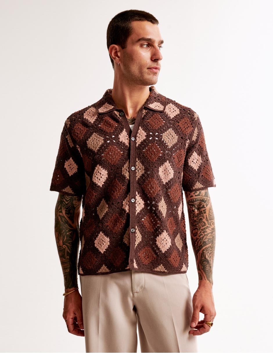 Camisa casual de algodón manga corta para hombre 1
