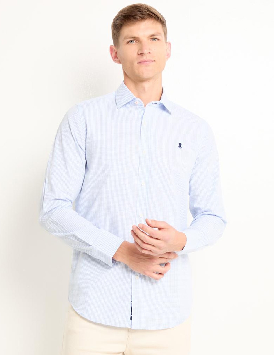 Camisa casual de algodón manga larga para hombre