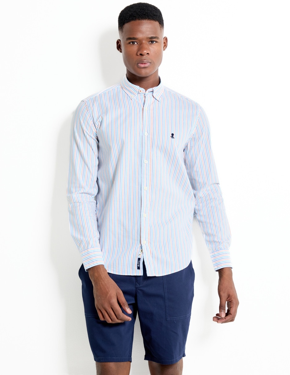 Camisa casual de algodón manga larga para hombre