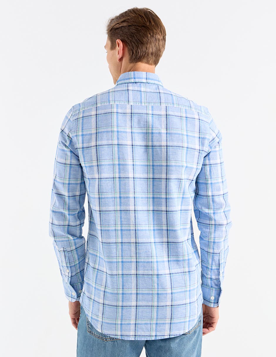Camisa casual de algodón manga larga para hombre 6