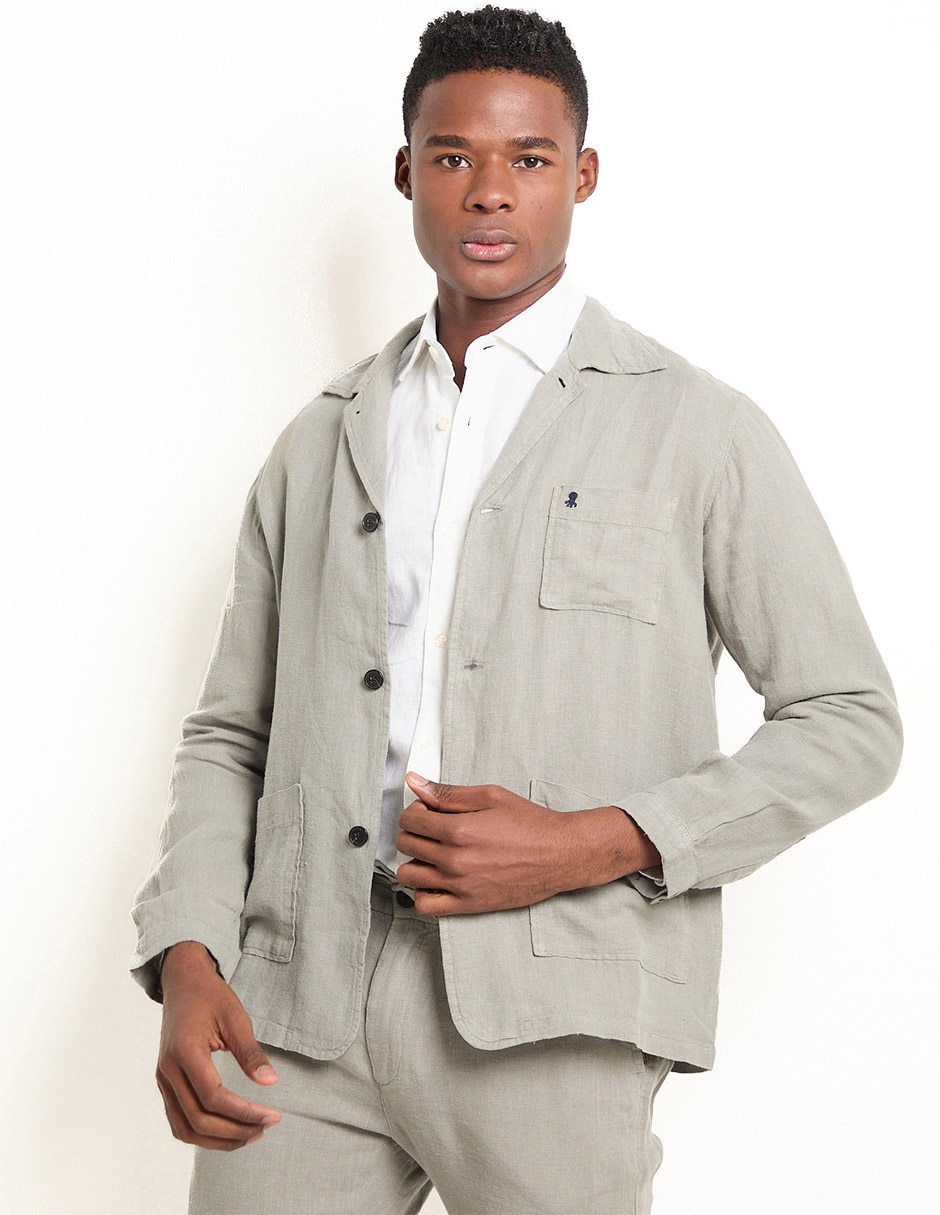 Sobrecamisa casual de algodón manga larga para hombre 1