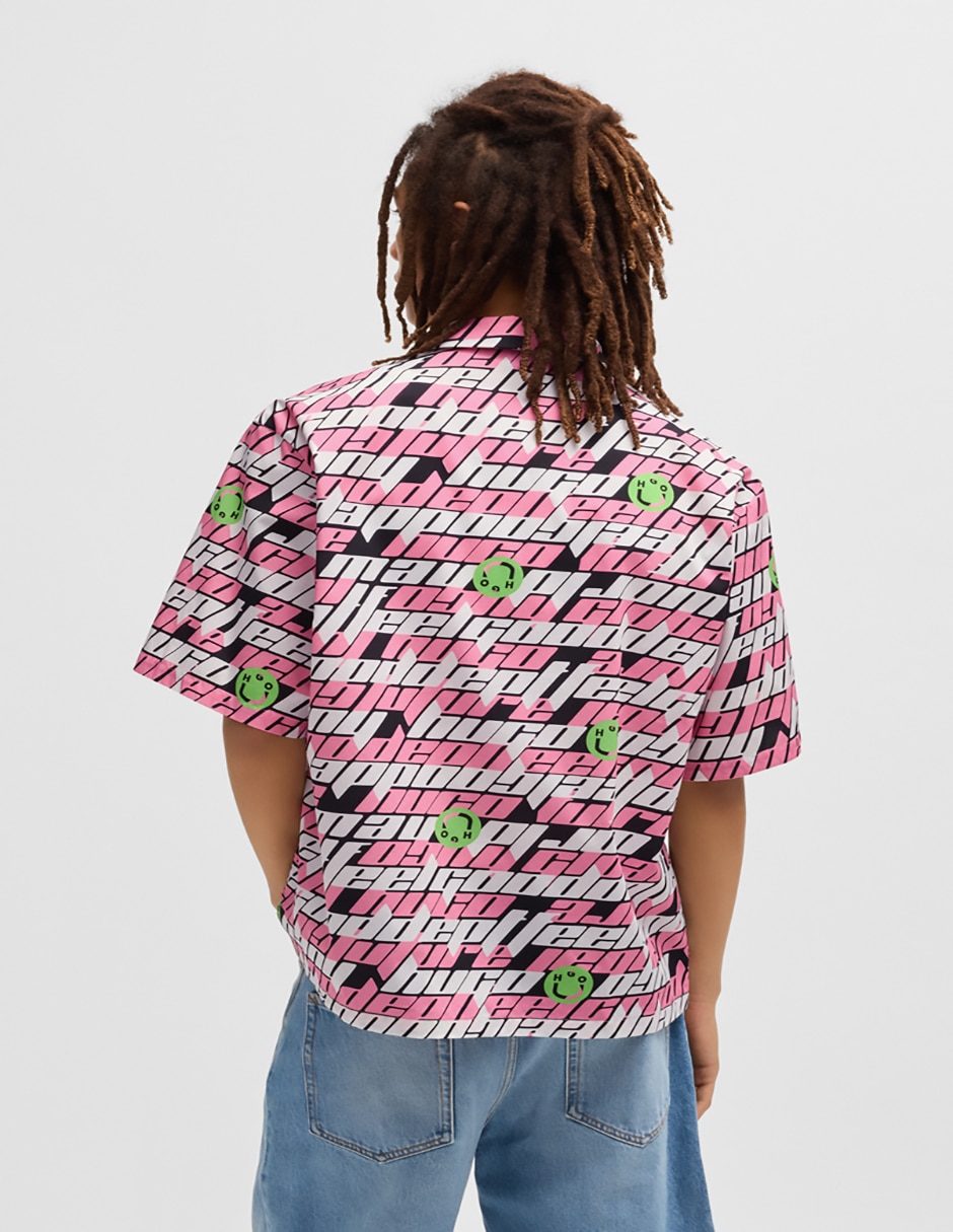 Camisa casual de algodón manga corta para hombre