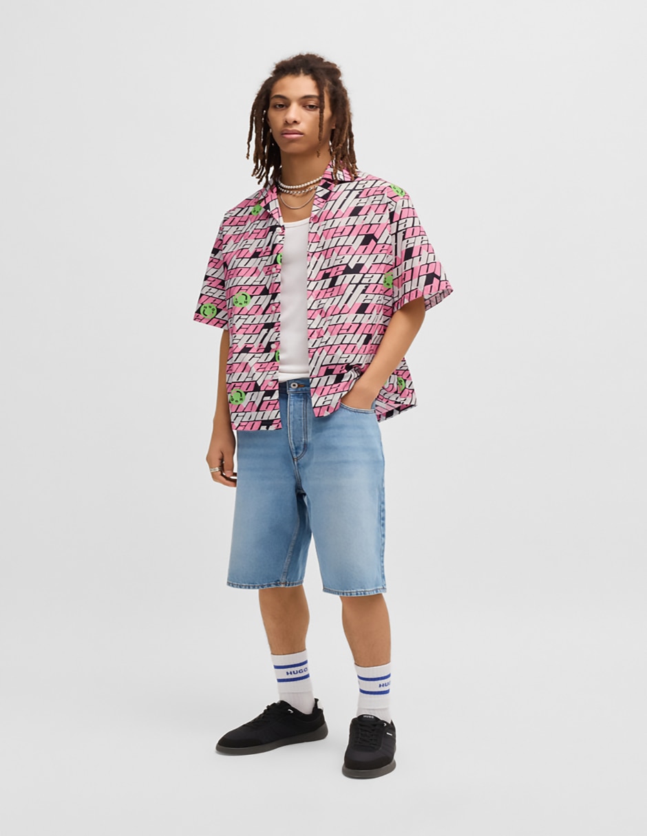 Camisa casual de algodón manga corta para hombre