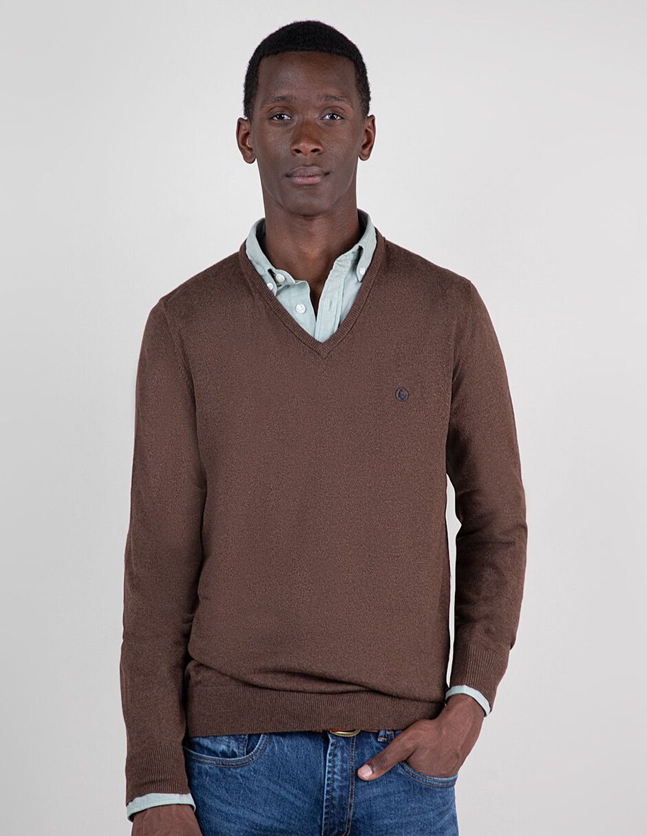 Cuello Redondo Sweater Cuello V Hombre Suéter El Ganso Cuello V