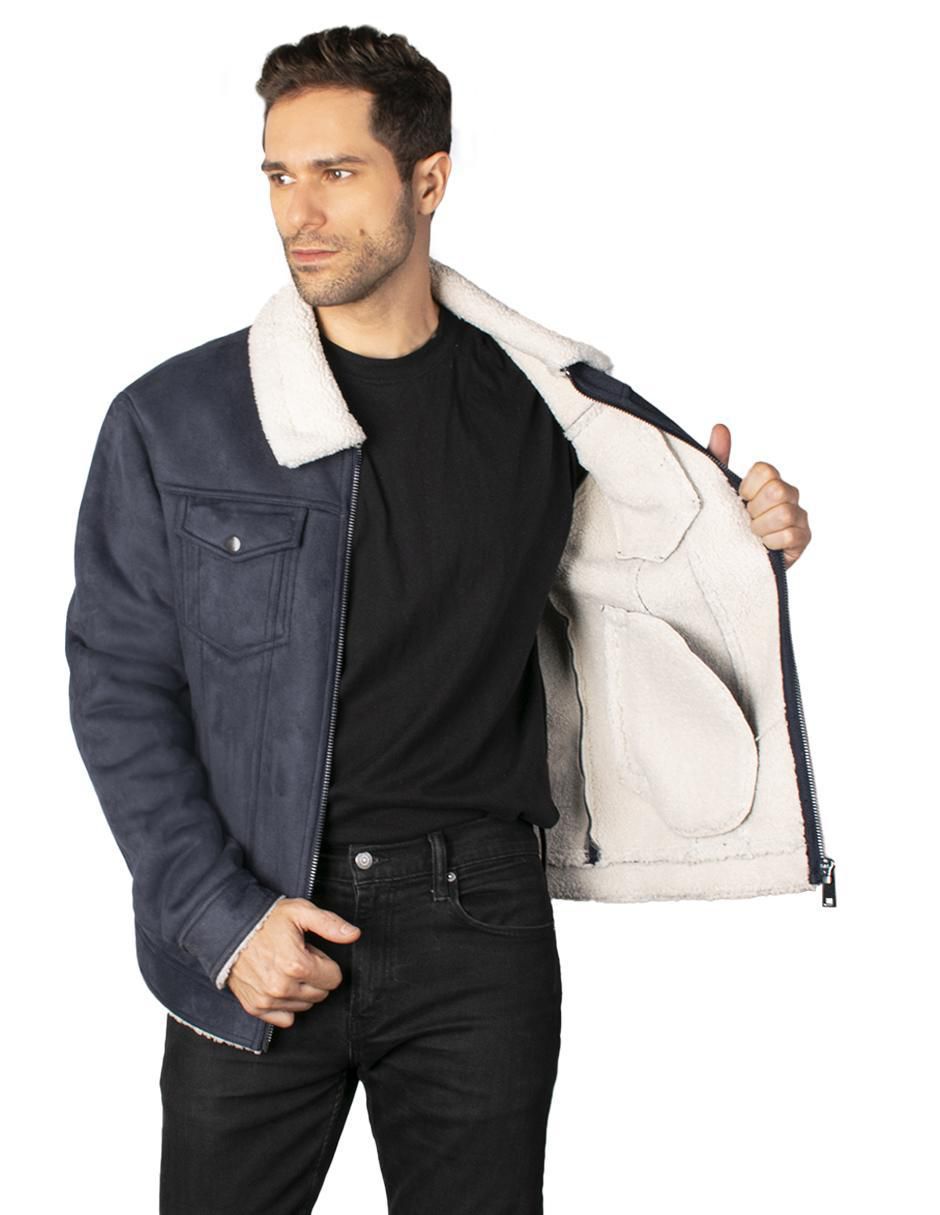Chamarra casual de gamuza con bolsillos para hombre 2
