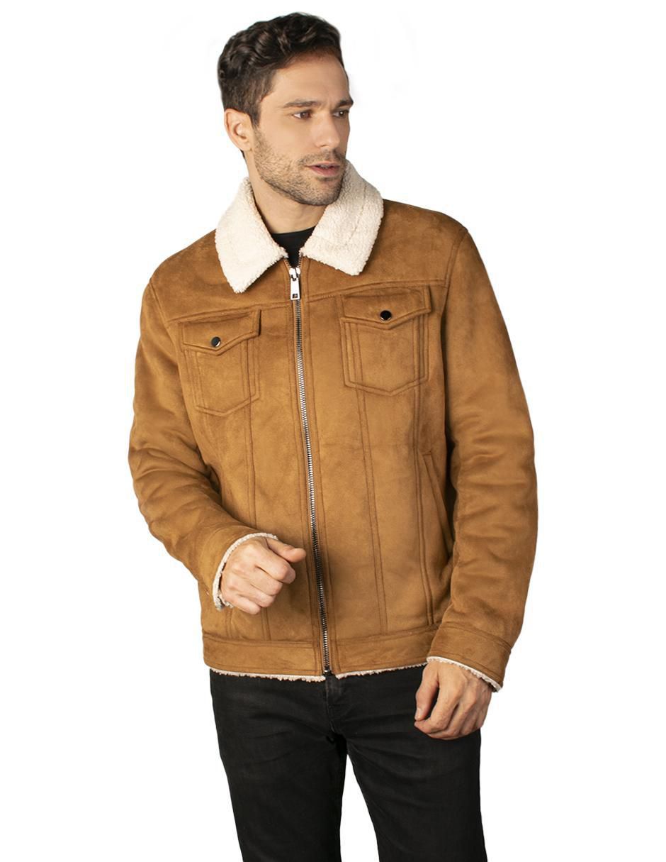 Chamarra casual de gamuza con bolsillos para hombre
