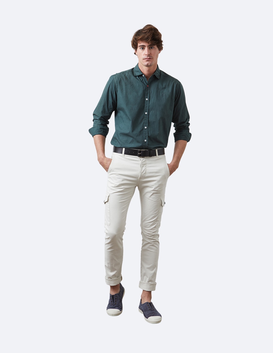 Pantalón casual slim de algodón para hombre 4