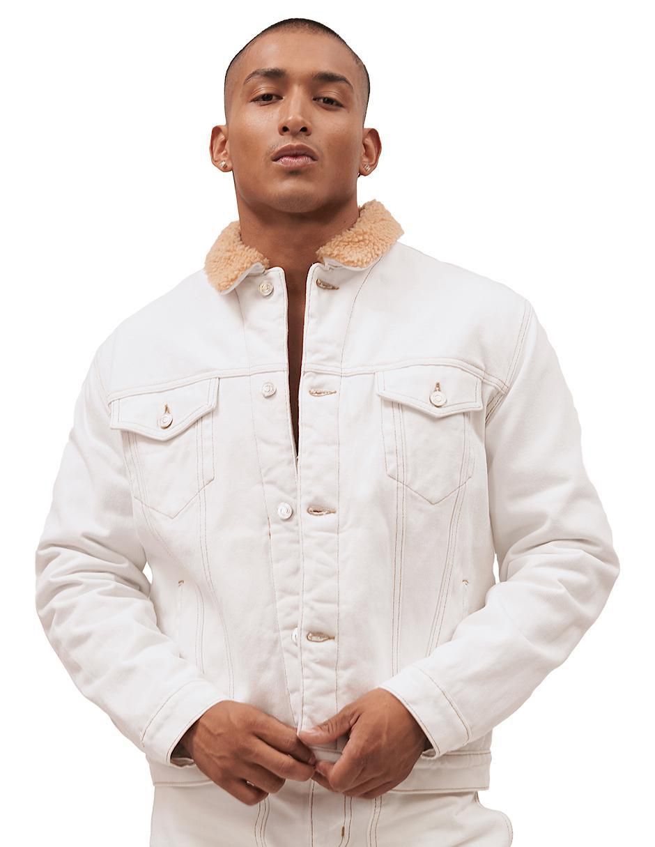 Chaleco De Mezclilla Con Borrego De Hombre Combinación Chaqueta