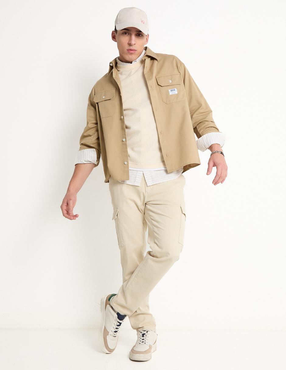 Sobrecamisa casual de algodón manga larga para hombre 3