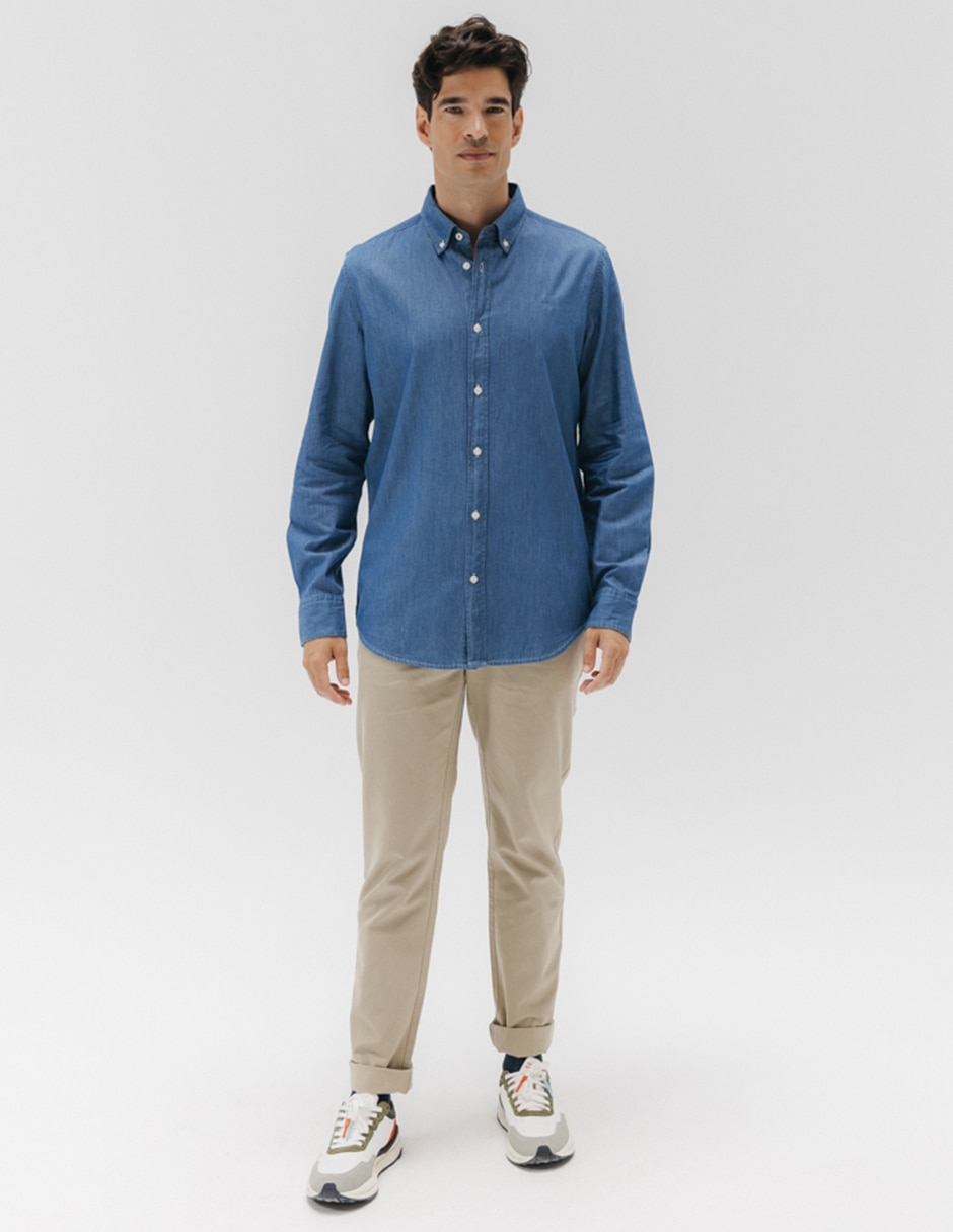 Camisa casual manga larga para hombre 11