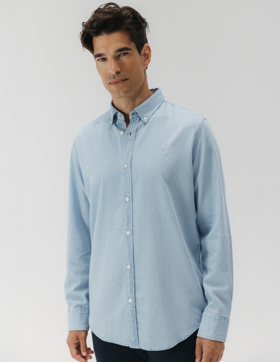 Camisa casual de algodón manga larga para hombre