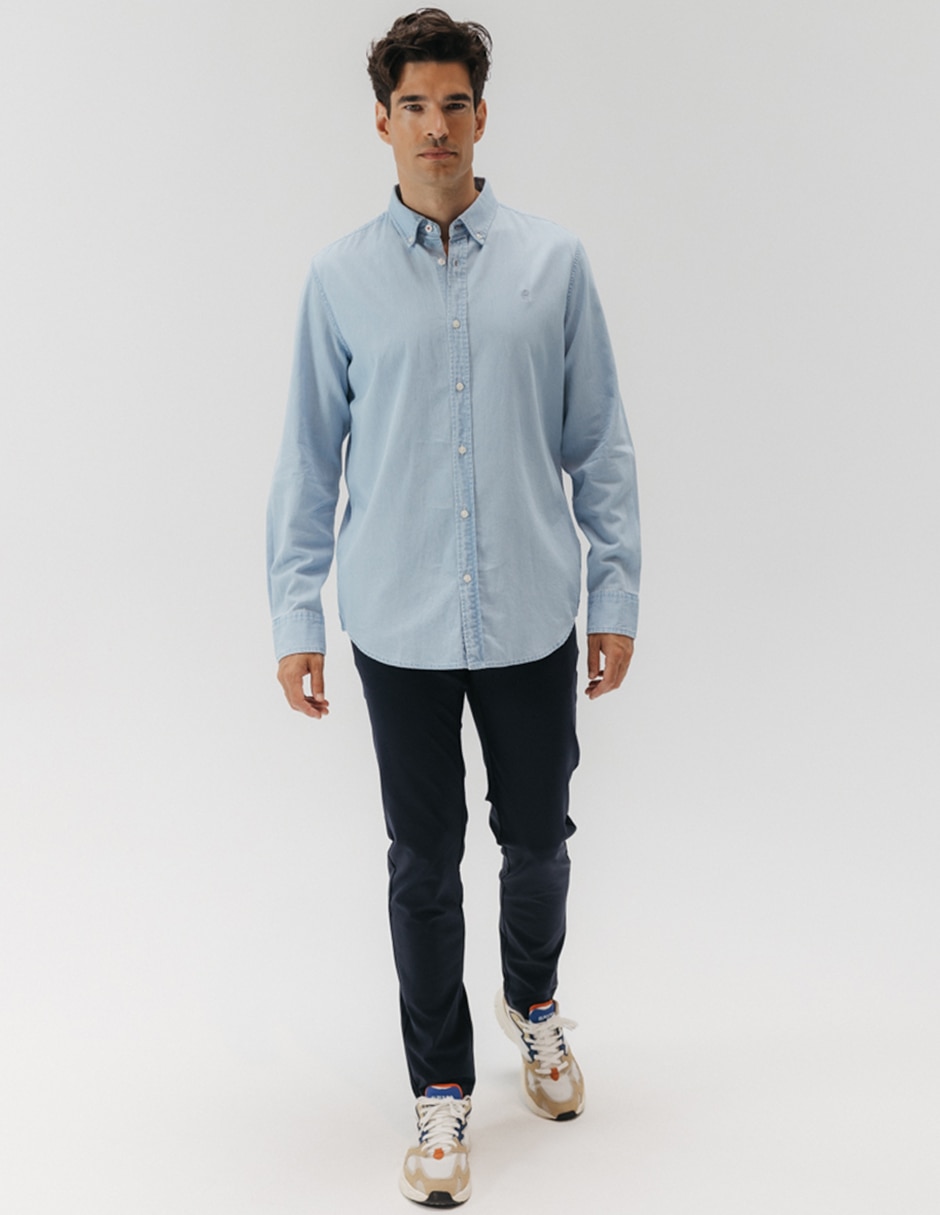 Camisa casual de algodón manga larga para hombre 4