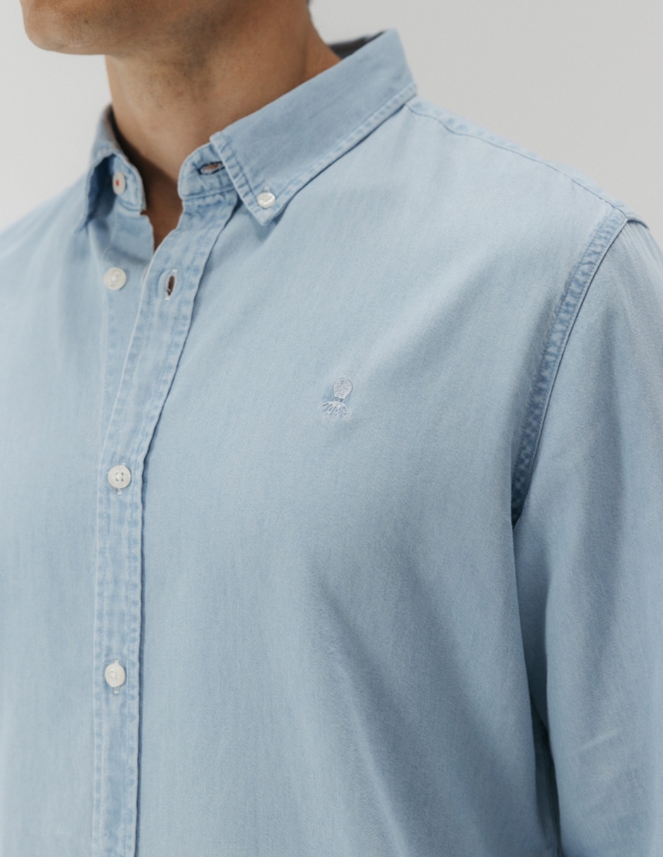 Camisa casual de algodón manga larga para hombre 5