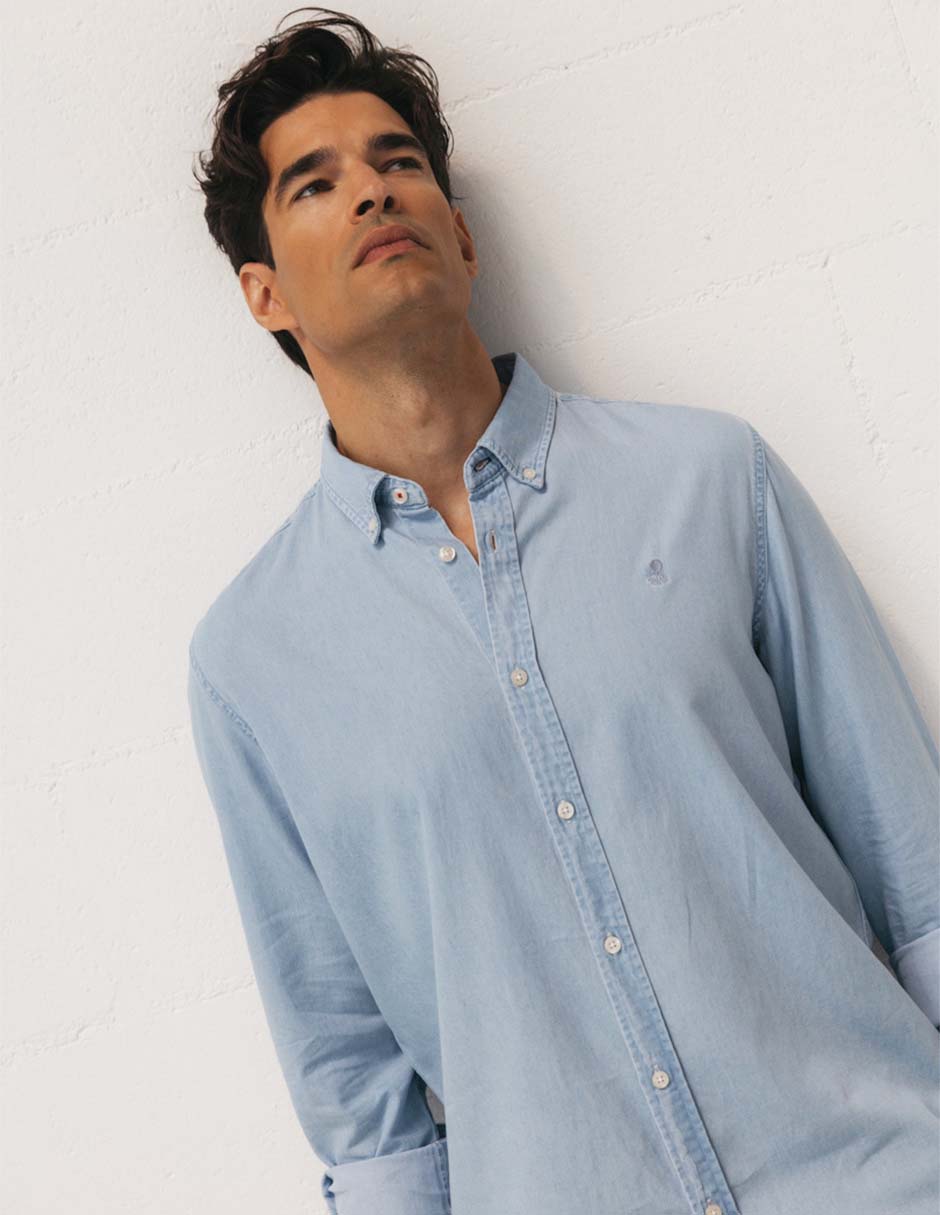 Camisa casual de algodón manga larga para hombre 6