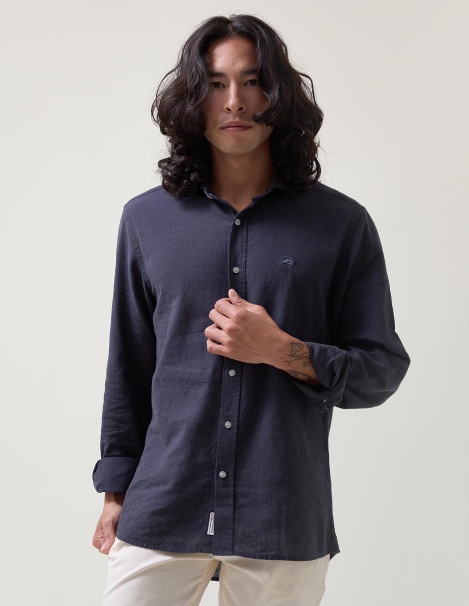Camisa casual de algodón manga larga para hombre 1