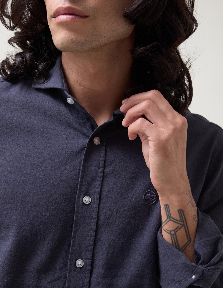 Camisa casual de algodón manga larga para hombre 4