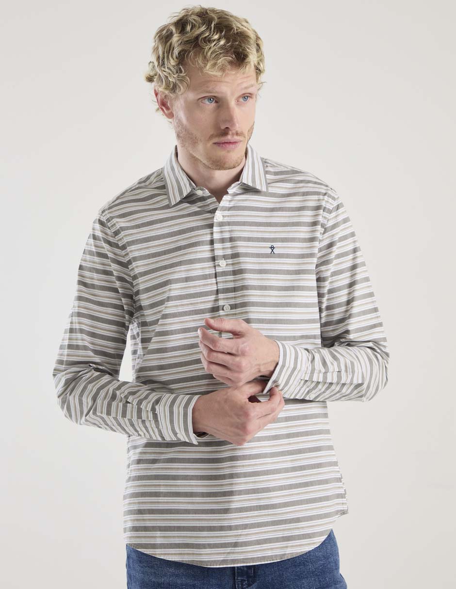 Camisa casual de algodón manga larga para hombre