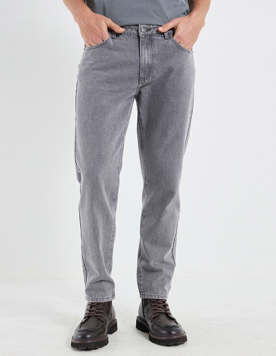 Jeans straight lavado medio para hombre