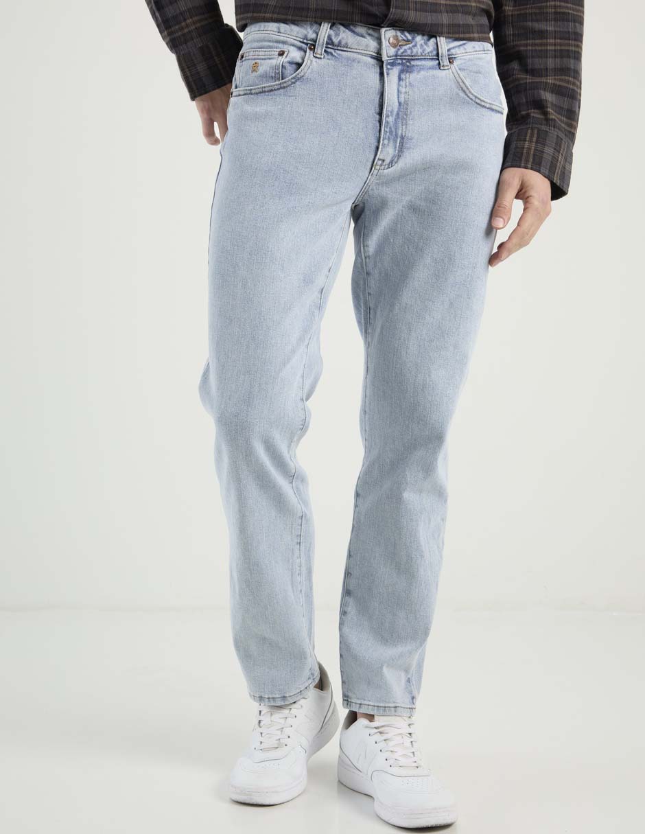 Jeans straight lavado claro para hombre