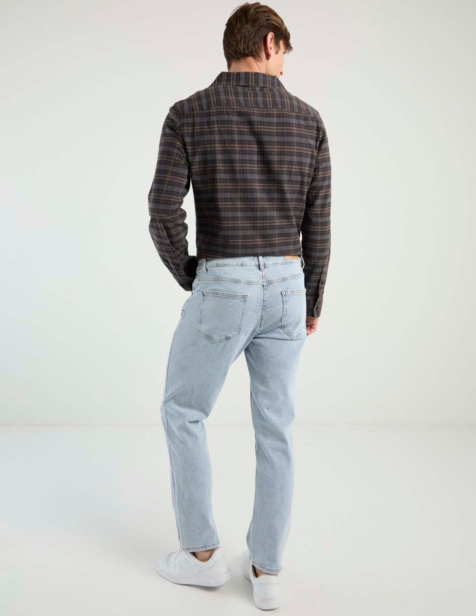 Jeans straight lavado claro para hombre 6