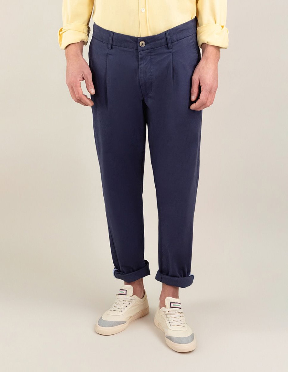 Pantalón chino regular de algodón para hombre 4