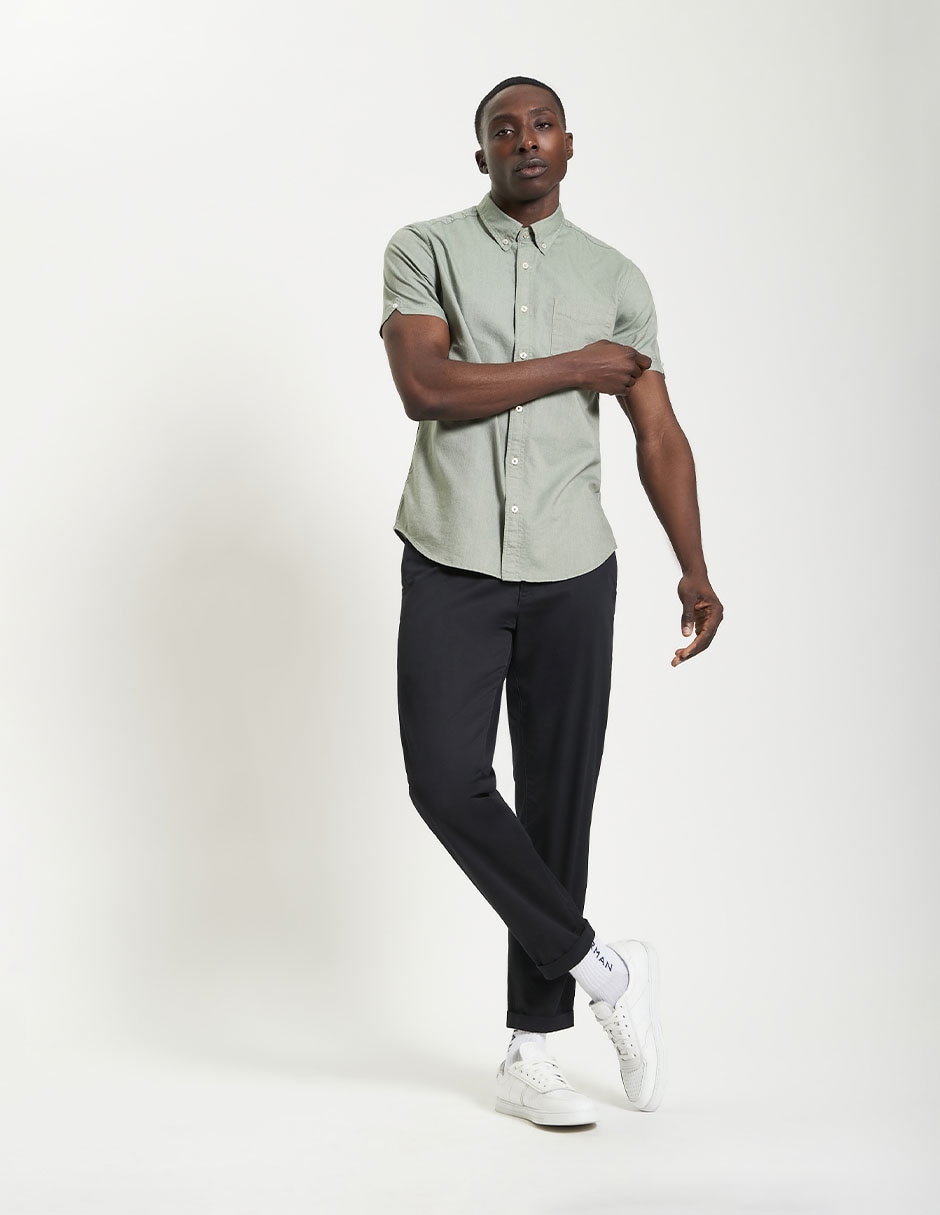 Camisa casual de algodón manga corta para hombre
