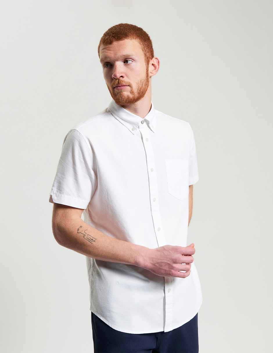 Camisa casual de algodón manga corta para hombre