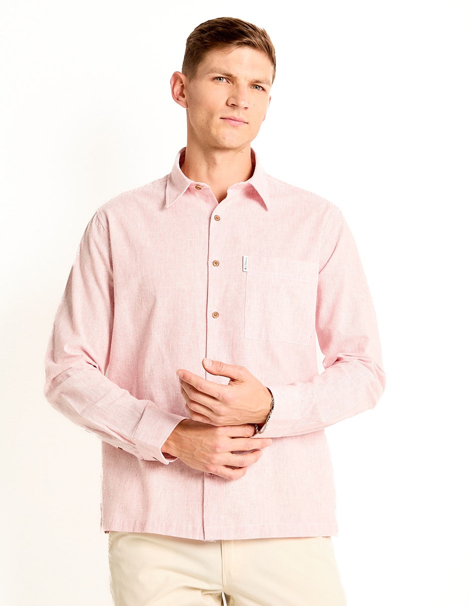 Camisa casual de algodón manga larga para hombre Camisa casual de algodón manga larga para hombre